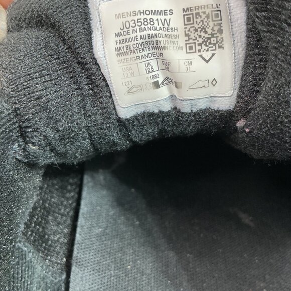 Merrell Mens Hiking Shoes Gray & Black With Vibram Soles Size 12.5W Durable - Picture 5 of 8